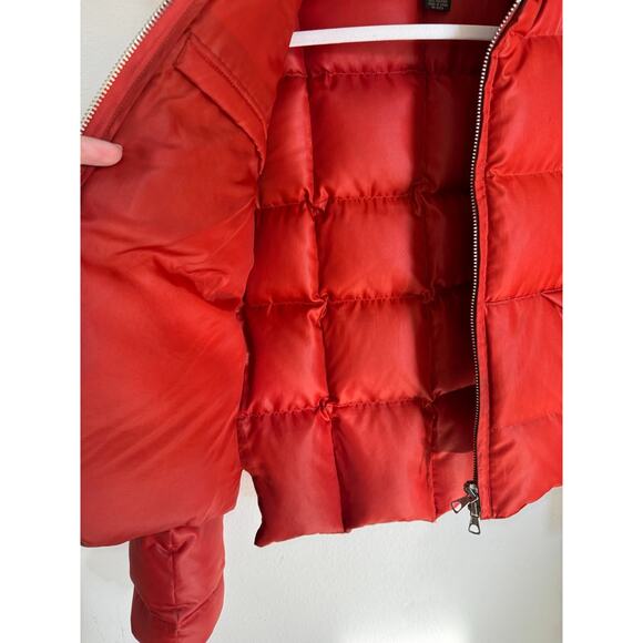 Vintage Y2K Lucky Brand Down Puffer Jacket Orange Red Size Large Coat - Picture 4 of 11